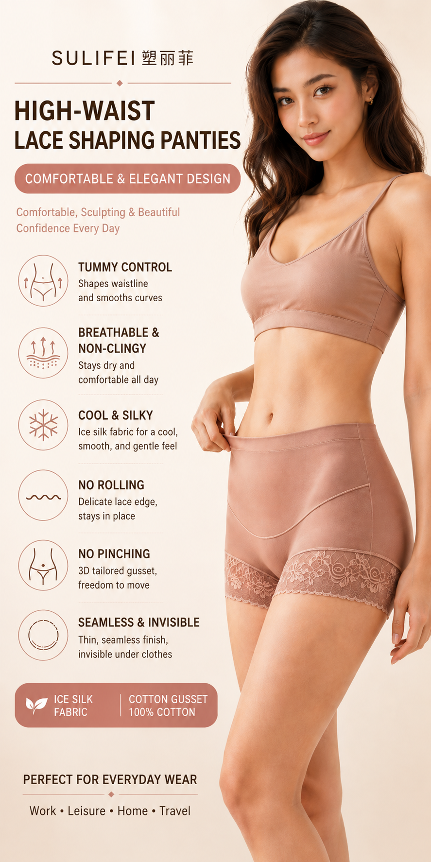 Soft High-Waist Lace Panel