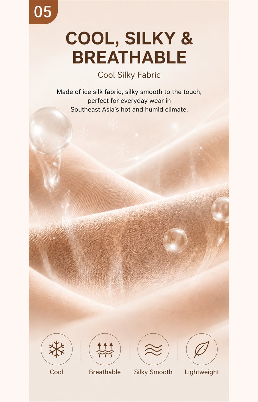 Cool silky breathable fabric